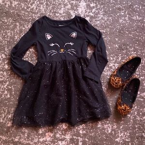 ♠️ 2 for $10 Toddler sparkly cat dress with flats 🖤🐈‍⬛